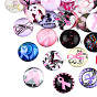 Glass Cabochons, Half Round/Dome with Pink Breast Cancer Pink Awareness Ribbon Pattern
