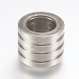 304 Stainless Steel Beads, Large Hole Beads, Grooved, Column