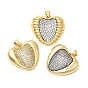 Латунные микро проложить кубического циркония подвески, сердце прелести, стойки покрытие, долговечный, без свинца и без кадмия