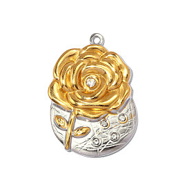 304 из нержавеющей стали горный хрусталь подвески, очарование цветка розы, ионное покрытие (ip), долговечный, кристалл