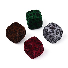 Флокированные непрозрачные акриловые бусины, куб с печатью леопарда