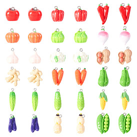 36 шт. 18 стили подвески из смолы, искусственный овощ, разнообразные, с платиновым шлейфом