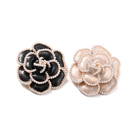 Broche en émail camélia, fleur imitation perle en alliage de zinc broche pour fille femme cadeau, or et de lumière