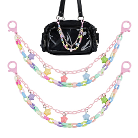 2Pcs ABS Plastic & Acrylic Bag Extender Chains, with Plastic Lobster Claw Clasps