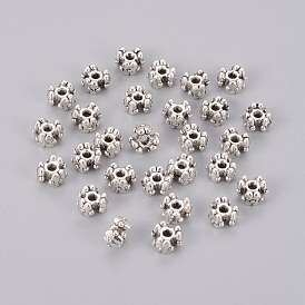 Perles d'espacement tri de style tibétain, sans plomb et sans cadmium, fleur