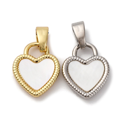 Подвески в форме сердца из натуральной белой ракушки из латуни, стойки покрытие, долговечный, без кадмия и без свинца