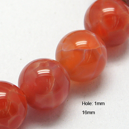Natural Fire Crackle Agate Beads Strands, Dyed & Heated, Round, 16mm, Hole: 1mm