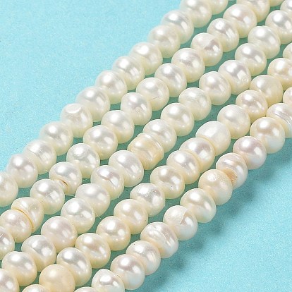 Natural Cultured Freshwater Pearl Beads Strands, Grade 2A, Rondelle