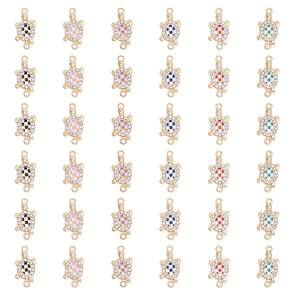 36шт 6 цветной эмалевый сплав подвески разъема, черепаховые ссылки, золотой свет, с кристально горный хрусталь