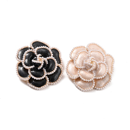 Broche en émail camélia, fleur imitation perle en alliage de zinc broche pour fille femme cadeau, or et de lumière