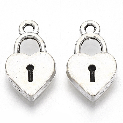 Сплавочные подвески тибетского стиля, без кадмия и без свинца, на день Святого Валентина, сердце замок