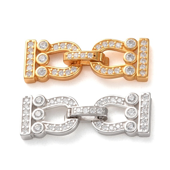 925 Складчатые застежки из стерлингового серебра с микропаве из прозрачного кубического циркония