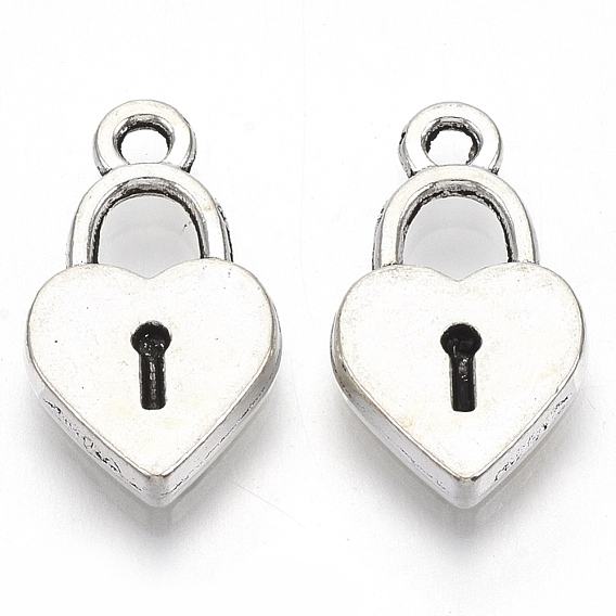 Сплавочные подвески тибетского стиля, без кадмия и без свинца, на день Святого Валентина, сердце замок