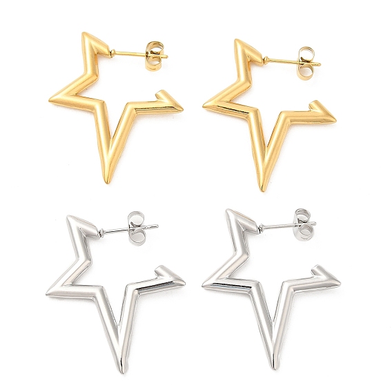 Ионное покрытие (ip) 304 серьги-гвоздики из нержавеющей стали для женщин, звезда