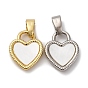 Подвески в форме сердца из натуральной белой ракушки из латуни, стойки покрытие, долговечный, без кадмия и без свинца
