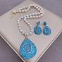 Natural Pearl & Snake Skin High-End Jewelry Set with European Style and Personalized Charm