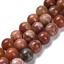 Natural Fire Crackle Agate Beads Strands, Round, Dyed & Heated