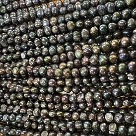 Hilos de perlas de agua dulce cultivadas naturales, dos lados pulidos