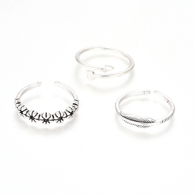 Adjustable Brass Stackable Finger Ring Sets, Cuff Rings, Open Rings