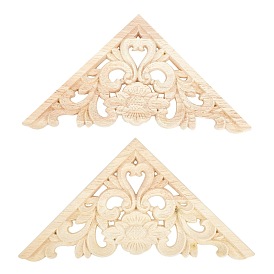 Natural Solid Wood Carved Onlay Applique Craft, Unpainted Onlay Furniture Home Decoration, Triangle