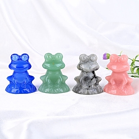 Natural & Synthetic Gemstone Carved Frog Figurines, for Home Desktop Decoration