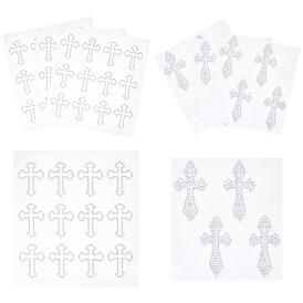 Fingerinspire 8 Sheets 2 Style Glitter Hotfix Rhinestone(Hot Melt Adhesive On The Back), Costume Accessories, Cross