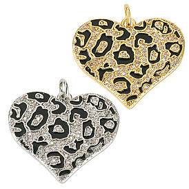 2 шт 2 цвета кулоны из латуни, микропаве, циркония, с эмалью, сердце