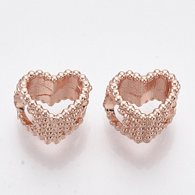 Alloy European Beads, Large Hole Beads, Heart