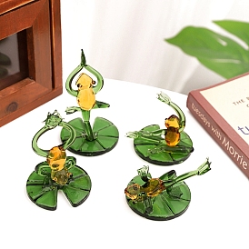 Glass Yoga Frog Figurines Statues for Home Office Desktop Decoration