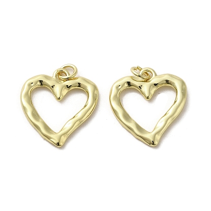 Rack Plating Brass Pendants, Lead Free & Cadmium Free, Long-Lasting Plated, Heart Charms