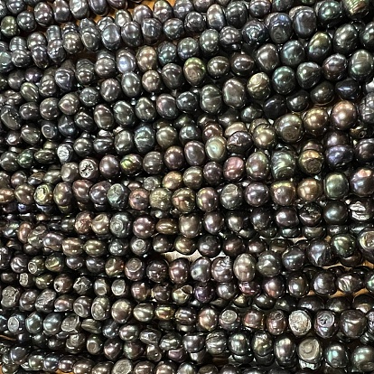 Hilos de perlas de agua dulce cultivadas naturales, dos lados pulidos