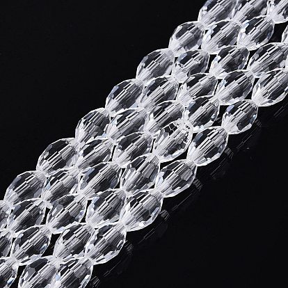 Transparent Glass Beads Strands, Rice, Faceted