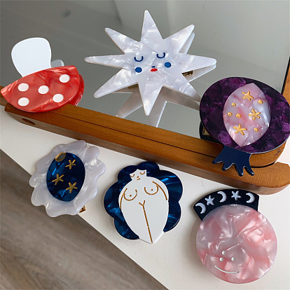 Заколки для волос из ацетата звездочек и грибов, для девочек детей