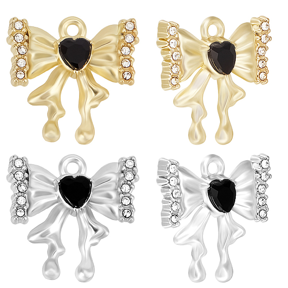 12 шт. 2 цвета сплав микро паве кубический цирконий подвески, бантом с сердцем