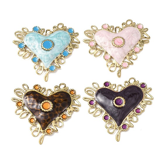304 из нержавеющей стали большие кулоны, с эмалью, сердце прелести, реальный 18 k позолоченный, ионное покрытие (ip)