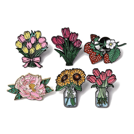 Цветочные эмалевые булавки, булавки для лацканов из сплава для одежды рюкзака