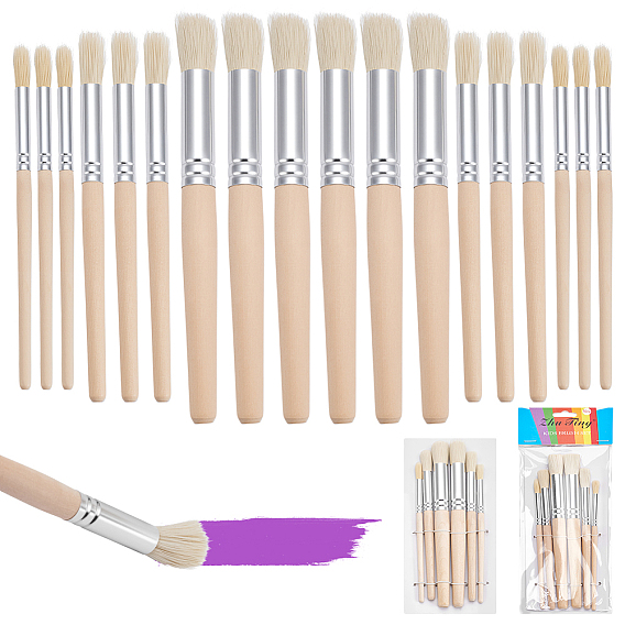 72шт. 3 размеры щеток с щетиной, с деревянными ручками