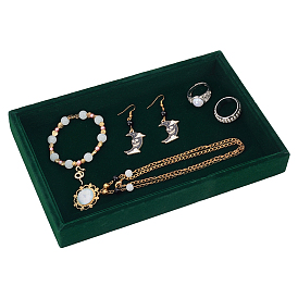 Прямоугольное дерево, покрытое бархатными подносами для ювелирных украшений, для колец, , Серьги, хранение браслетов