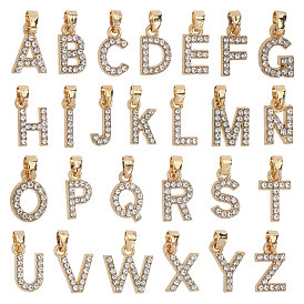 26Pcs Alloy with Crystal Rhinestone Charms, Letter A~Z Charms