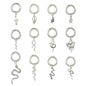 24 шт 12 стили змея сплав обувь подвески, с литыми пружинными кольцами