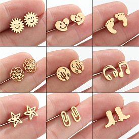Stylish Stainless Steel Music Note Boot Geometric Ear Cuff Earrings Set - 1 Week Collection