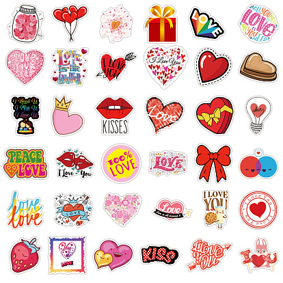 Valentine's Day Theme Waterproof PVC Adhesive Stickers, for Suitcase, Skateboard, Refrigerator, Helmet, Mobile Phone Shell