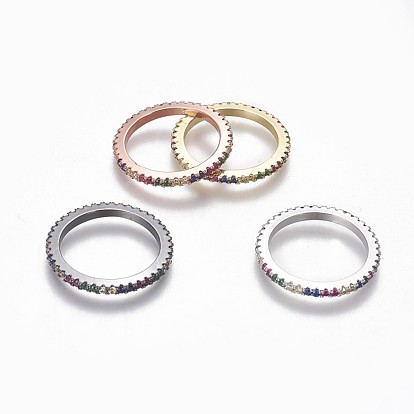 Cubic Zirconia Rings, with Brass Findings