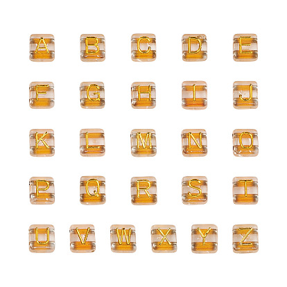 400 шт. Прозрачные гальванические акриловые многожильные звенья, прямоугольник со смешанными буквами