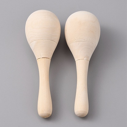 Unfinished Hand Painted Maracas, Mini Wooden Fiesta Maracas, with Porcelain Beads inside