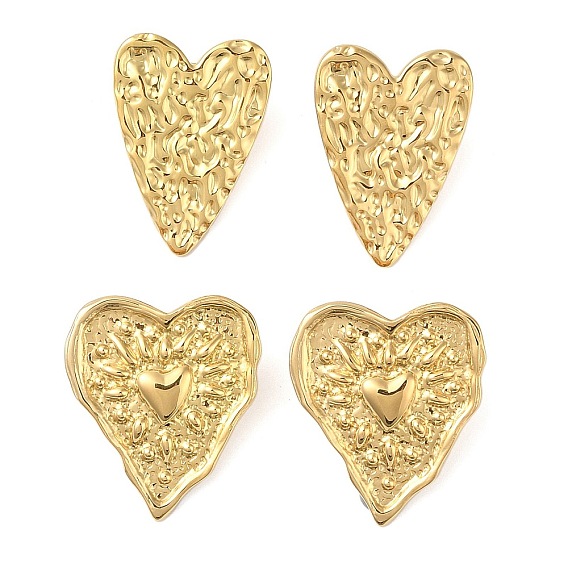 304 серьги-гвоздики из нержавеющей стали для женщин, сердце с текстурой