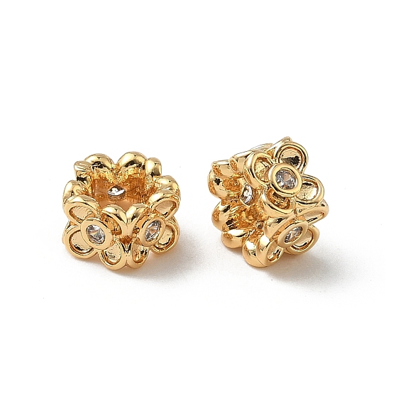 Латунные микро проложить кубического циркония бусы, без никеля , реальный 18 k позолоченный, цветок