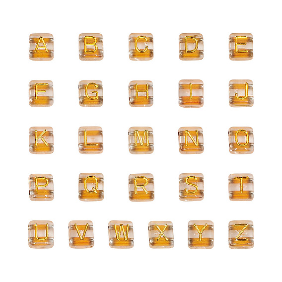 400 шт. Прозрачные гальванические акриловые многожильные звенья, прямоугольник со смешанными буквами