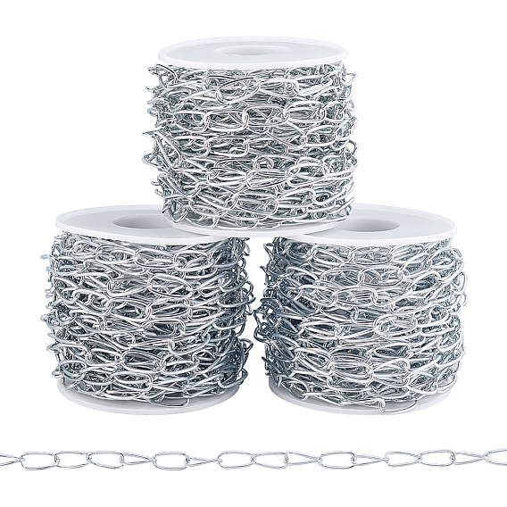 3Pcs Iron Oval Link Chains, Soldered