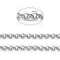 304 Stainless Steel Rolo Chains, Belcher Chain, Unwelded, with Spool, 3x1.2mm, about 82.02 Feet(25m)/roll